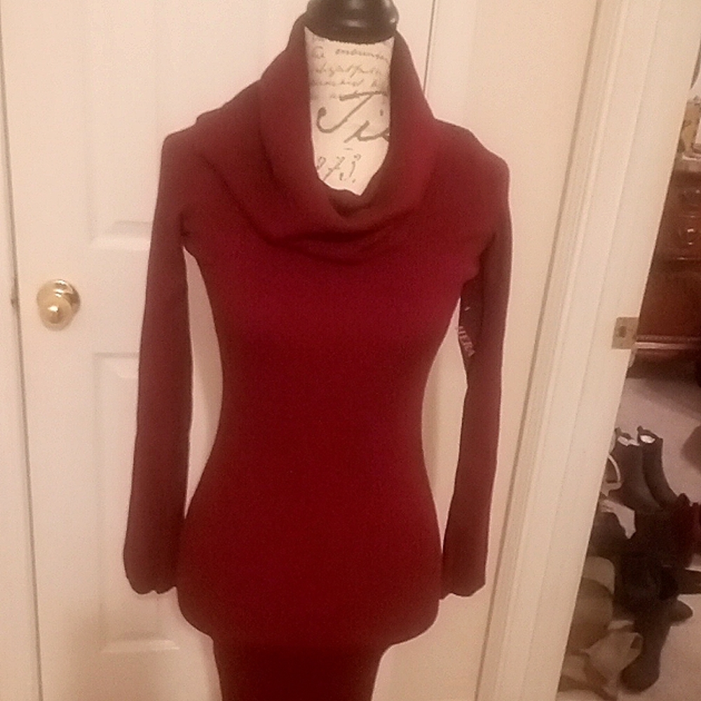 BURGUNDY RIBBED KNIT DRESS